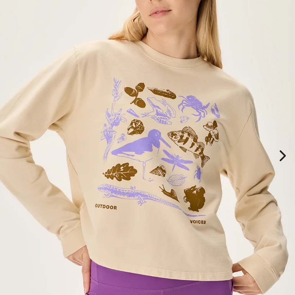 Outdoor Voices Graphic Wildlife Cropped Sweatshirt